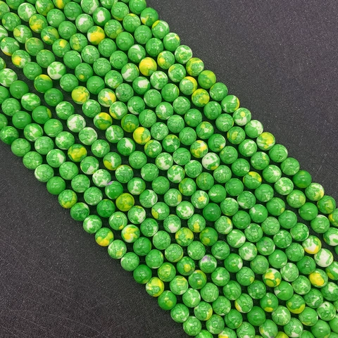 Perle Rotonde in Pietra Naturale Imperatore Texture Marmo Verde Perle Sfuse Lucidate Per Creazione Gioielli Collane Braccialetti