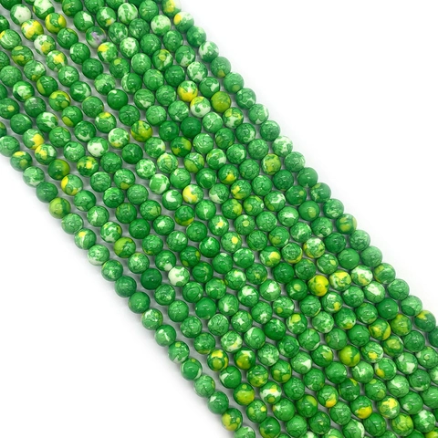 Perle Rotonde in Pietra Naturale Imperatore Texture Marmo Verde Perle Sfuse Lucidate Per Creazione Gioielli Collane Braccialetti