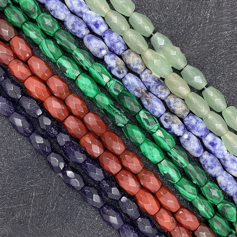 Natuursteen Gefacetteerde Vat Ovaal Losse Kralen Agaat Rozenkwarts Tijgeroog Malachiet Edelsteen Kralen Voor DIY Ketting Armband Sieraden Maken