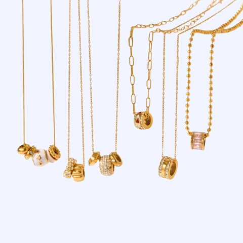 Collier Vintage en Acier Inoxydable Plaqué Or pour Femme Pendentif Étoile Cœur Émail Zircone Bijoux Esthétiques