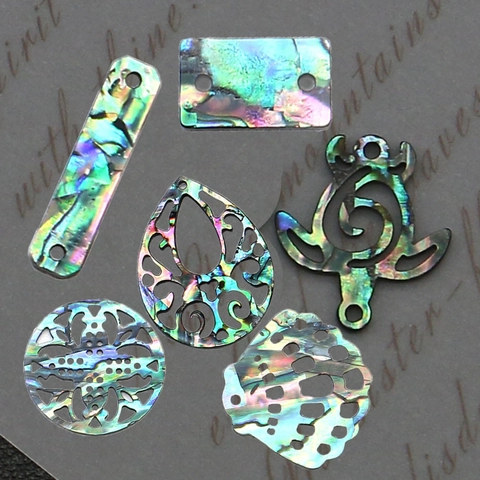 Natural Sea Abalone Shell Carved Pendants Hollow Turtle Round Teardrop Rectangle DIY Necklace Jewelry Making Connectors Accessories