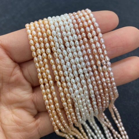 Natural Freshwater Pearl Beads Rice Shape 3A Grade High Luster Oval Loose Pearls For DIY Jewelry Making Necklace Accessories Women Gift