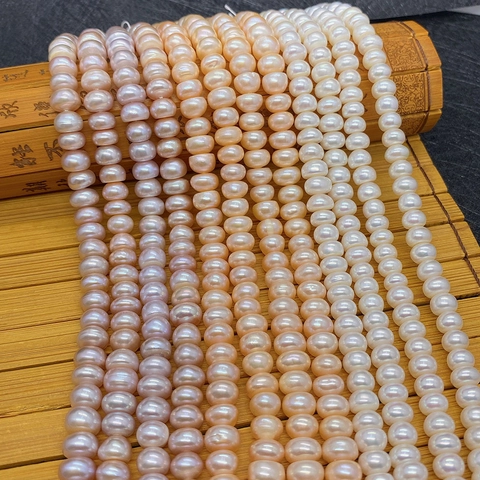 Natural AA Grade Freshwater Pearl Beads Flat Round Abacus Shape Loose Beads For DIY Necklace Bracelet Jewelry Making Strand