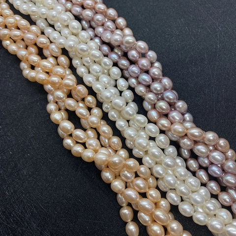 Natural Freshwater Pearl Rice Shape Loose Beads Strand High Luster Oval Pearl For DIY Jewelry Making Necklace Bracelet Women