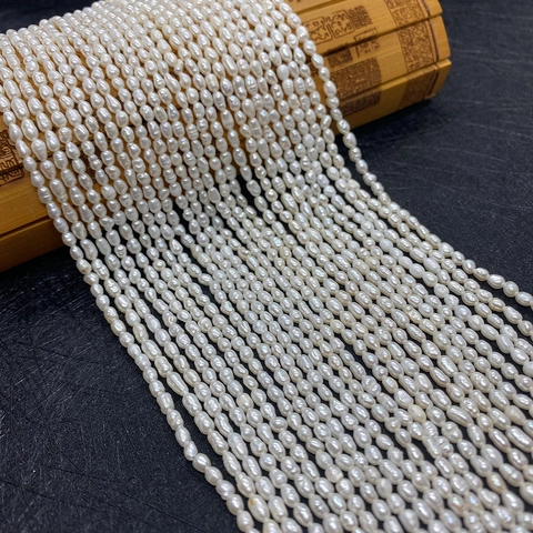 Natural Freshwater Pearl Beads Irregular Rice Shaped White Loose Beads Strand For DIY Necklace Jewelry Making Accessories