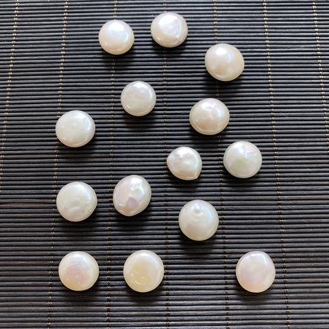 Natural Freshwater Pearl Loose Beads Large Round Flat Button Beads For DIY Jewelry Making Necklace Earring Accessories