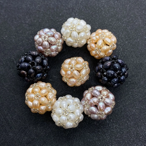 Handgefertigte Natürliche Süßwasserperle Gewebte Kugel 18mm Runde Perle Anhänger Für DIY Schmuckherstellung Hochzeit Party Geschenk