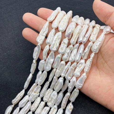 Cuentas de Perlas de Agua Dulce Naturales Barrocas Irregulares Cuentas Biwa Pulidas Blancas Sueltas para Accesorios de Joyería DIY