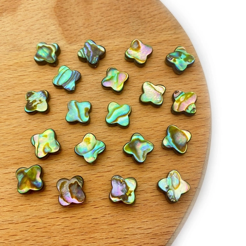 Natural Abalone Shell Four Leaf Flower Clover Shape Loose Beads Iridescent Shell Charms For DIY Jewelry Making Necklaces Accessories