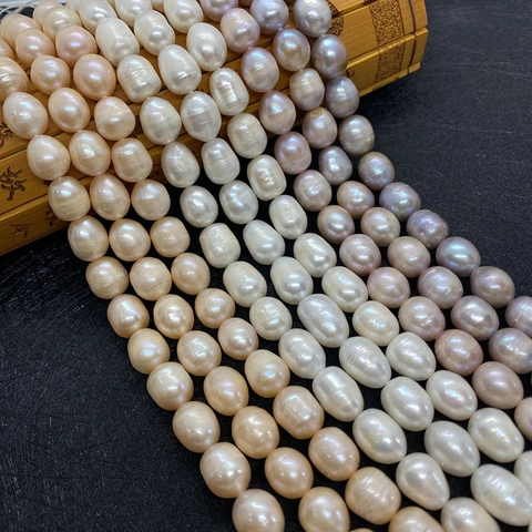 Natural Freshwater AA Grade Rice Artificial Pearl Beads White Purple Yellow Oval Baroque Loose Beads For DIY Jewelry Making Accessories