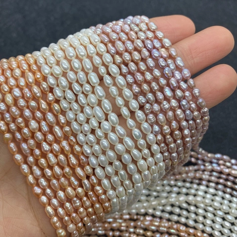 Natural Freshwater Pearl Rice Shape Loose Beads A Grade High Luster Cultured Pearls For DIY Jewelry Making Women Craft