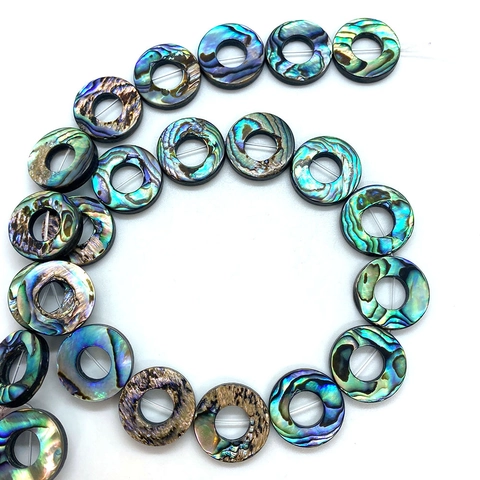 Natural Abalone Shell Round Ring Beads DIY Beaded Strand For Earrings Pendant Jewelry Making Accessories