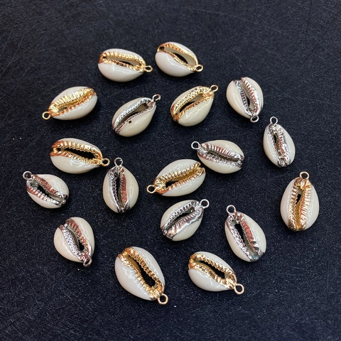 Pendentif Coquille Cauri Naturelle Bord Électroplaqué Or Argent Charms Pour Fabrication Bijoux DIY Colliers Bracelets Accessoire