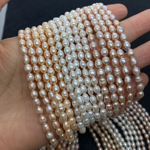 Perla Natural de Agua Dulce Grado AA Forma de Arroz Cuentas Sueltas para Creación Joyería DIY Blanco Amarillo Rosa Pulido 3-8mm
