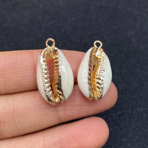 Pendentif Coquille Cauri Naturelle Bord Électroplaqué Or Argent Charms Pour Fabrication Bijoux DIY Colliers Bracelets Accessoire