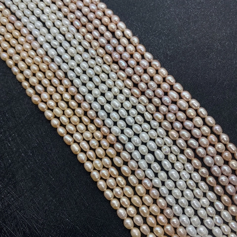 Natural Freshwater Pearl Beads Rice Shape High Luster Oval Pearl For DIY Jewelry Making Necklaces Accessories Women Gift