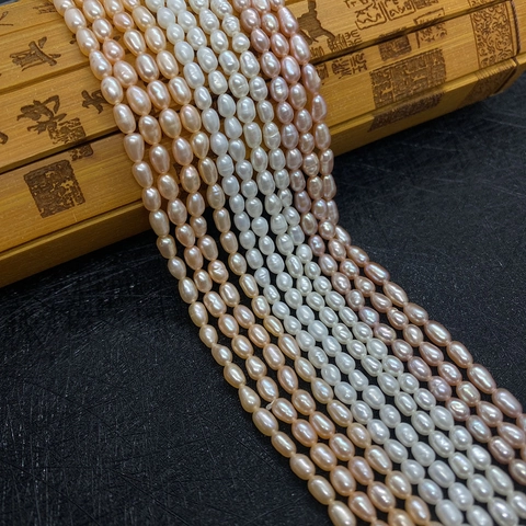 Natural Freshwater Pearl Beads Rice Shape High Luster Oval Pearl For DIY Jewelry Making Necklaces Accessories Women Gift