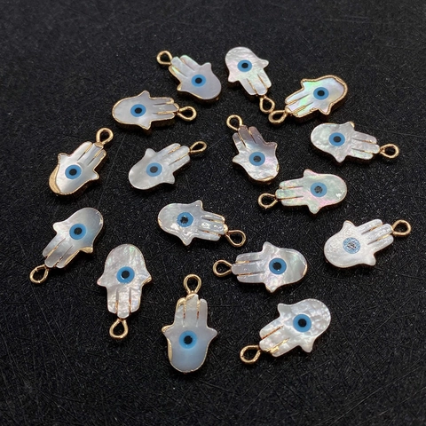 Naturmuschel Hand Der Fatima Böser Blick Nur Anhänger Ohne Kette Schmuckherstellung DIY Legierung Gold Palm Charm Zubehör