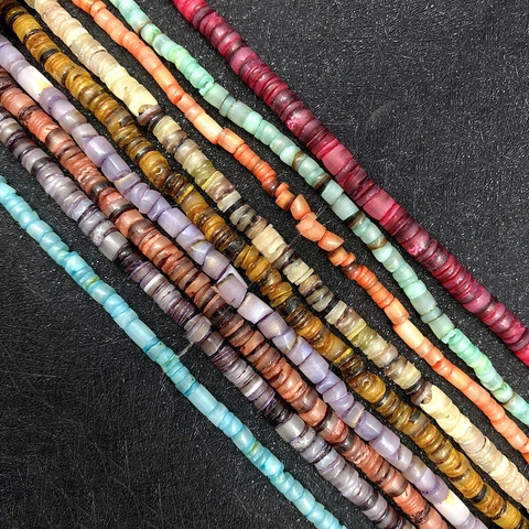 Polished Natural Dyed Shell Beads Flat Round Heishi Disc Beads 5-8mm Shell Spacer Beads For DIY Jewelry Making Necklaces
