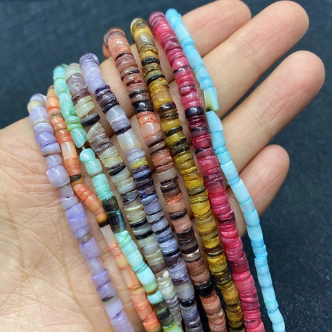 Polished Natural Dyed Shell Beads Flat Round Heishi Disc Beads 5-8mm Shell Spacer Beads For DIY Jewelry Making Necklaces