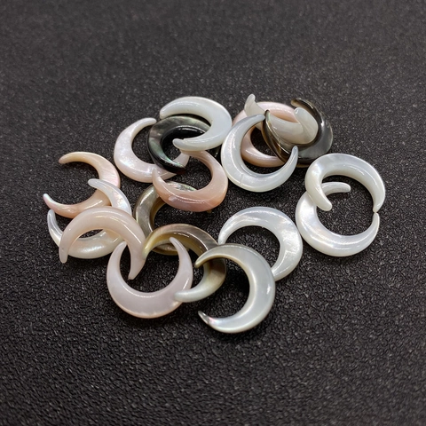 Cuentas de Concha Natural en Forma de Luna Creciente Madreperla Iridiscente Cuentas Sueltas para Hacer Joyas DIY