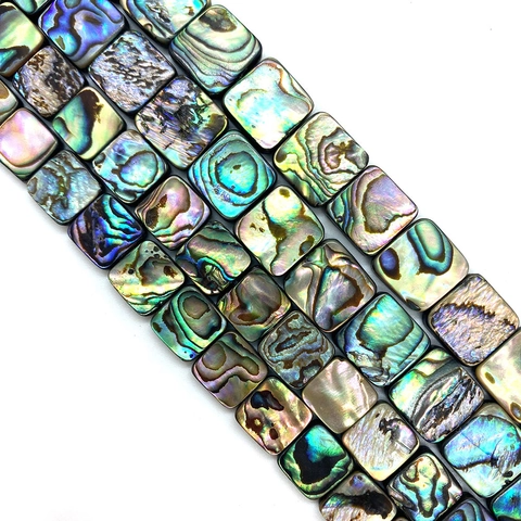 Natürliche Quadratische Abalone Muschel Lose Perlen Poliert Bunte Irisierende Perlmuttperlen Für DIY Schmuckherstellung Handwerk