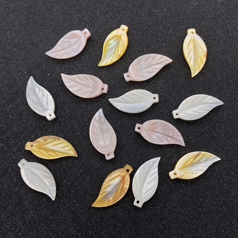 Natürliche Muschel Blatt Form Anhänger Für DIY Schmuckherstellung Weiß Gelb Rosa Perlmutt Botanisches Blatt Charme Nur Anhänger
