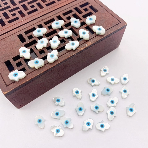 Cuentas de Concha Natural Madreperla Mano de Fátima Mal de Ojo para Creación de Joyas DIY Cuentas Sueltas