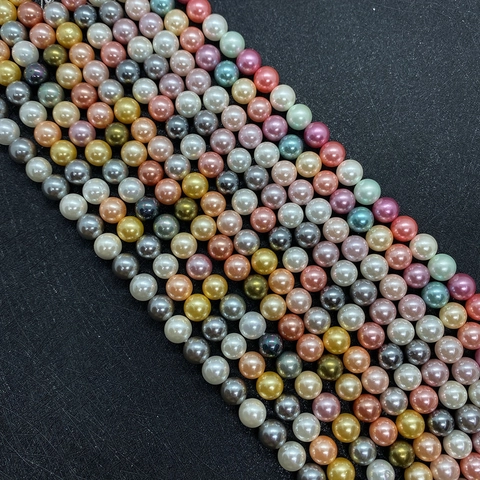 DIY Colorful Glass Imitation Pearl Round Beads For Jewelry Making Painted Shell Beads For Necklace Bracelet Crafting