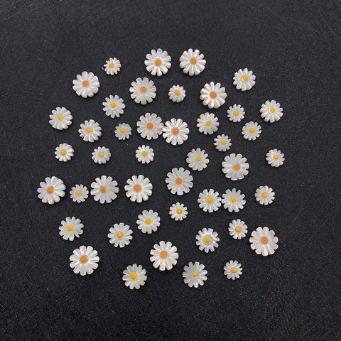 Perline in Conchiglia d'Acqua di Mare a Forma di Girasole Bianco per Fai da Te Lucidate Margherita Perline Sciolte Gioielli Accessori