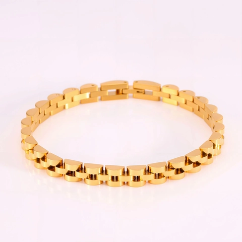 Bracelet de Montre en Acier Inoxydable pour Hommes Affaires Minimaliste Style Presidential Link Métal Poli Bijoux Mode