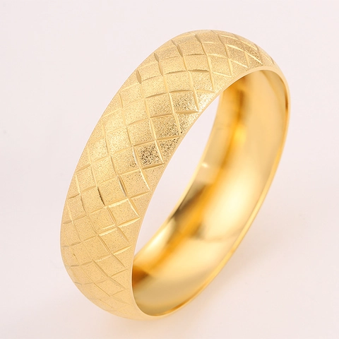 Vintage Titanium Steel Gold Frosted Bangle For Women Chinese Style Geometric Star Sunflower Pattern Bangle Jewelry