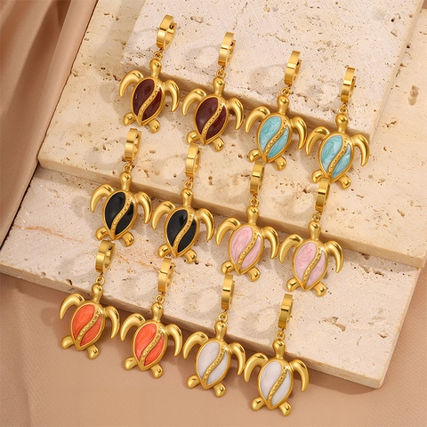 Boucles d'Oreilles Créoles en Acier Inoxydable Thème Océan Conque Tortue Étoile de Mer Raie Manta Bijoux pour Femmes