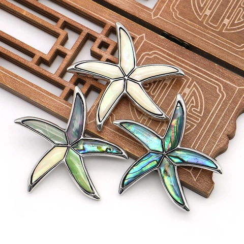 Broche de Estrella de Mar de Concha Natural Colgante de Aleación de Zinc Collar Mujer Joyería de Estilo Marino Accesorios DIY