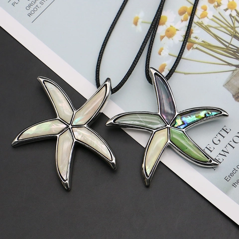 Broche de Estrella de Mar de Concha Natural Colgante de Aleación de Zinc Collar Mujer Joyería de Estilo Marino Accesorios DIY