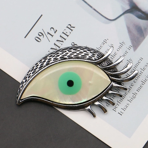 Vintage Evil Eye Brosche Anhänger Muschel Perlmutt Legierung Tropföl Schmuck Für Herren Damen Täglich Party Geschenk