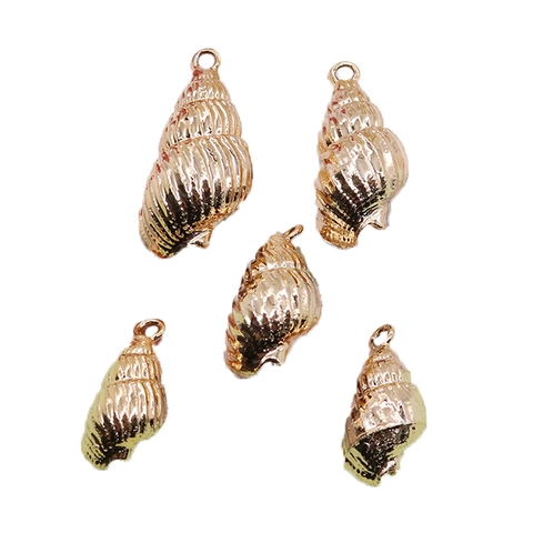 Pendentif Coquille Naturelle Forme de Conque Or Électroplaqué Charme pour Fabrication de Bijoux DIY Collier Accessoires Femme