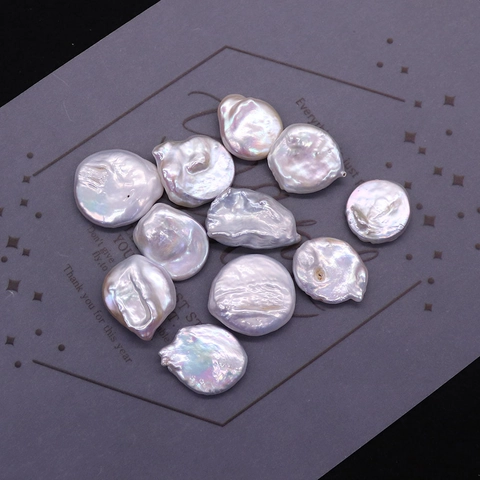Natural Freshwater Pearl Baroque Coin Shape Loose Beads For DIY Jewelry Making High Luster White Cultured Pearls