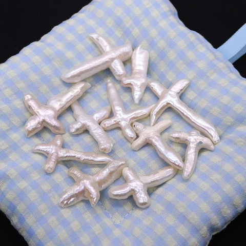 Perles d'Eau Douce Baroques Naturelles Forme de Croix Perles en Vrac Irrégulières pour Accessoire de Bijoux DIY Bracelet Collier