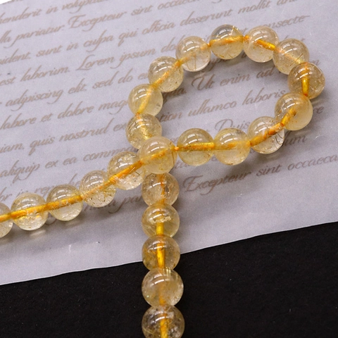 Natural Stone Citrine Round Loose Beads Polished Yellow Crystal Beads For DIY Necklace Bracelet Jewelry Making Accessories