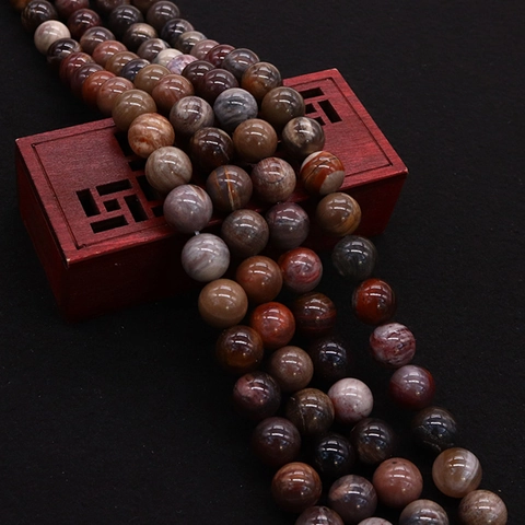 Natuurlijke Versteend Hout Ronde Kralen Gepolijste Steen Losse Kralen Voor DIY Sieraden Maken Ketting Armband Accessoires