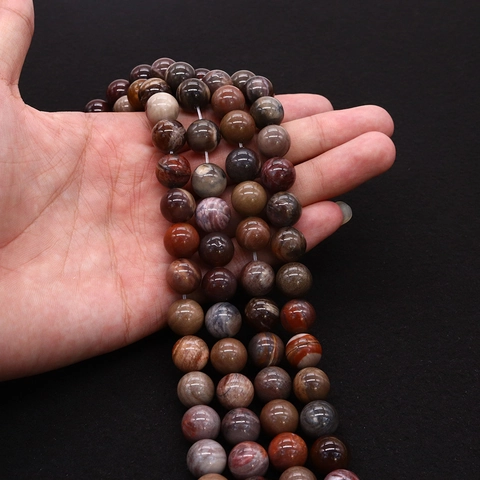 Natuurlijke Versteend Hout Ronde Kralen Gepolijste Steen Losse Kralen Voor DIY Sieraden Maken Ketting Armband Accessoires