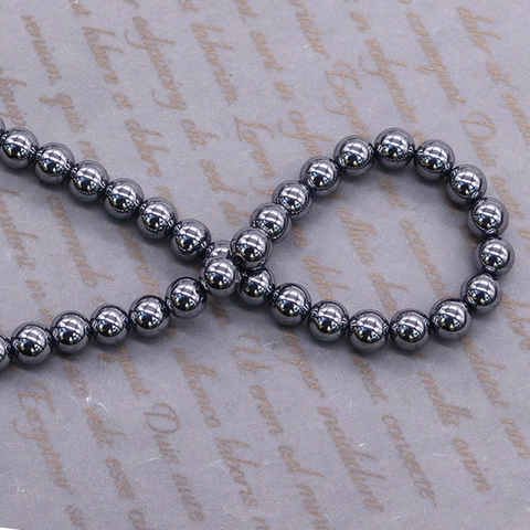 Natural Hematite Stone Terahertz Round Beads For DIY Jewelry Making Polished Metallic Gray Loose Beads Strands For Crafts