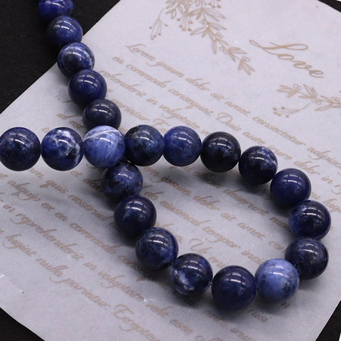 Cuentas de Piedra Natural de Sodalita Azul Redondas Pulidas Cuentas Sueltas Para la Creación de Joyas de Bricolaje Collares Pulseras