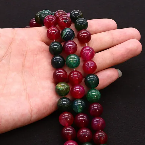 Multicolor Natural Stone Round Beads Dragon Vein Agate Loose Beads For DIY Jewelry Making Bracelet Necklace Handcraft Accessories