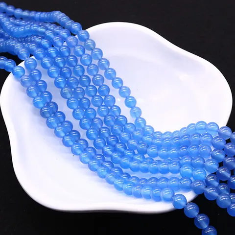 Natuursteen Blauwe Agaat Ronde Losse Kralen Gepolijst Kattenoogeffect DIY Sieraden Maken Benodigdheden Voor Ketting Armband Unisex