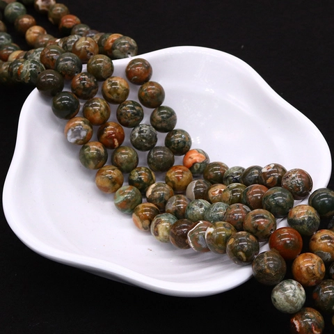 Natural Bird's Eye Jasper Round Loose Stone Beads For DIY Jewelry Making Necklace Bracelet Polished Gemstone Beads Strand