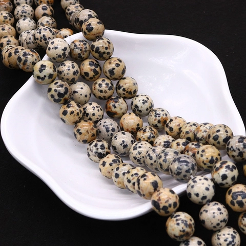 Natural Dalmatian Jasper Round Beads Spotted Stone Loose Beads For DIY Necklace Bracelet Jewelry Making Accessories