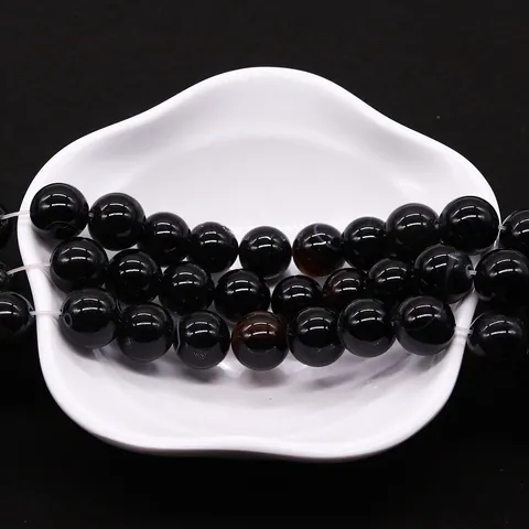 Natural Black Dragon Vein Agate Loose Beads Round Natural Stone Beads For DIY Necklace Bracelet Jewelry Making Accessories