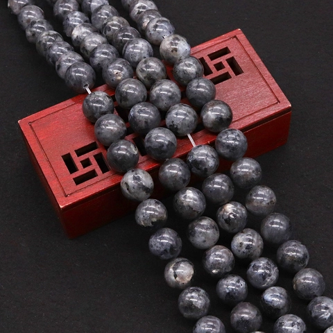 Natural Polished Labradorite Round Beads Loose Stone Beads For DIY Jewelry Making Bracelet Necklace Craft Dark Grey Black Color Jewelry Making Accessory